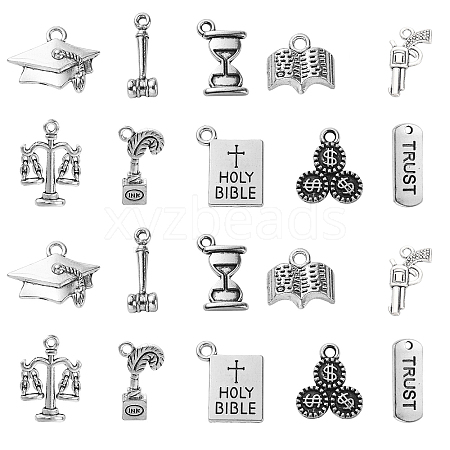 100Pcs 10 Style Tibetan Style Alloy Balance Pendants TIBEP-CJ0002-08-1