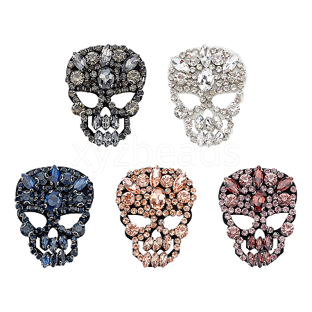 5Pcs 5 Colors Skull Cloth Sew on Appliques DIY-FG0003-92-1