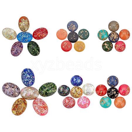 SUNNYCLUE 90Pcs 6 Style Resin Cabochons CRES-SC0001-80-1