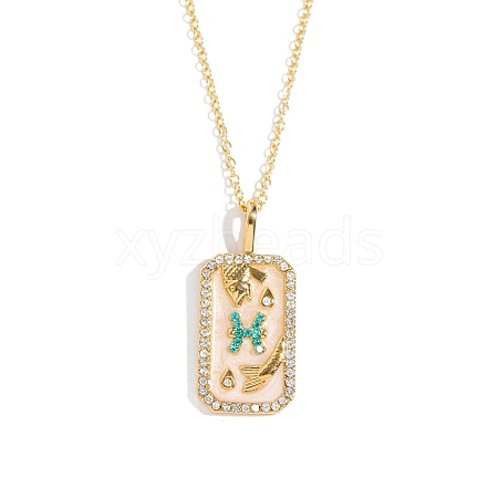 Brass Micro Pave Cubic Zirconia Rectangle with Constellation Pendant Necklaces PW-WG95654-12-1