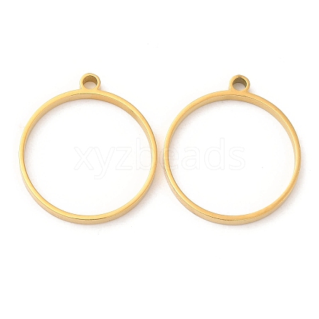 304 Stainless Steel Open Back Bezel Flat Round Pendants STAS-Z040-04B-G-1