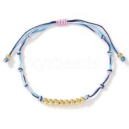 Brass Round Beads Braided Bead Bracelets AZ5003-2-1