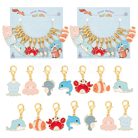 Sea Animal Pendant Stitch Markers HJEW-AB00318-1