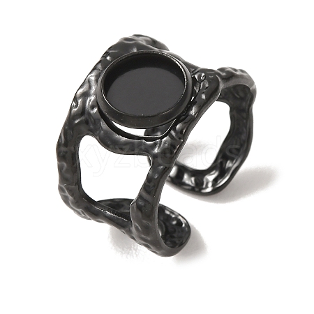 Hammered 304 Stainless Steel Cuff Ring Components SA-CBAC0DF-02A-EB-1