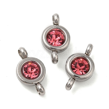 304 Stainless Steel Single Rhinestone Connector Charms STAS-E194-13P-16-1