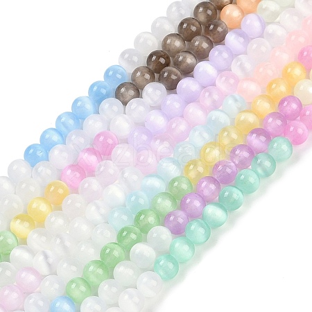 Macaron Color Natural Selenite Beads Strands G-A243-A01-1