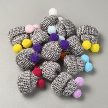 Woolen Crochet Mini Hat with Double Pom Pom Ball DIY-WH0032-56I-1