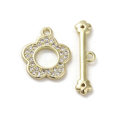 Brass Micro Pave Cubic Zirconia Toggle Clasps KK-C048-04B-G-1