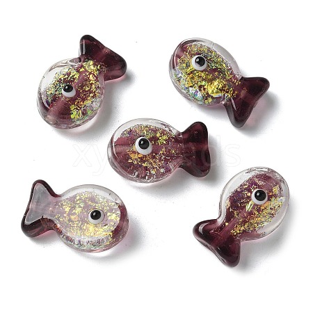 Handmade Foil Lampwork Fish Beads FOIL-Z001-01H-1