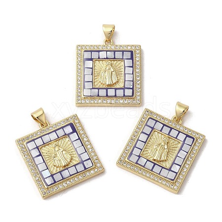 Brass Micro Pave Cubic Zirconia Pendants KK-K385-022G-1