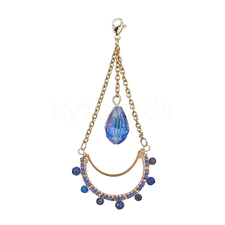 Teardrop Glass Seed & Natural Lapis Lazuli Beads Pendant Decorations HJEW-MZ00024-02-1