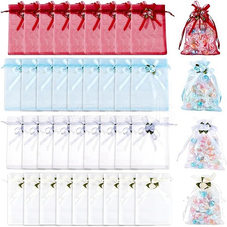 40Pcs 4 Colors 3D Flower Organza Drawstring Bags OP-BBC0001-06B-1