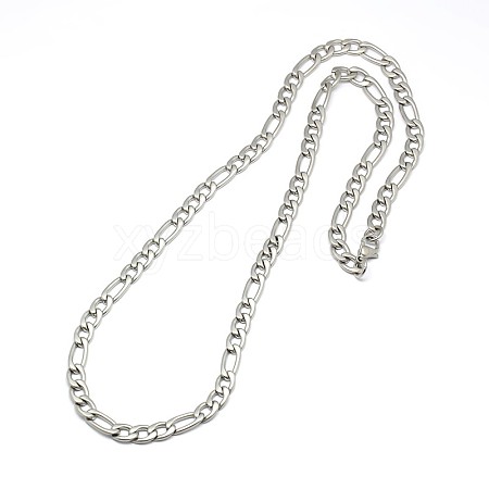 Tarnish Resistant Fashionable Matte 304 Stainless Steel Figaro Chain Necklaces for Men X-STAS-A028-N017MP-1