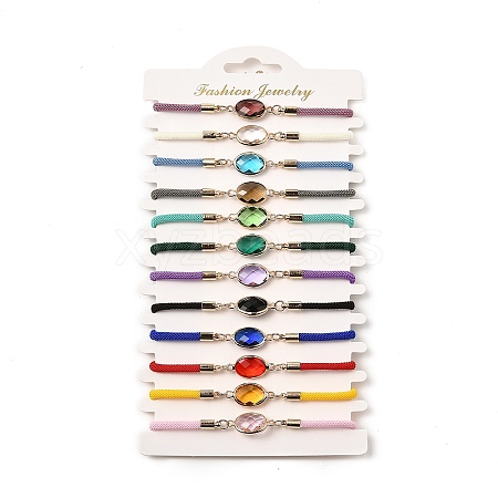 12Pcs 12 Colors Polyester Bracelets BJEW-P340-13I-G-1