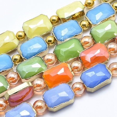 Electroplate Opaque Glass Beads Strands EGLA-I005-10x14mm-G-1