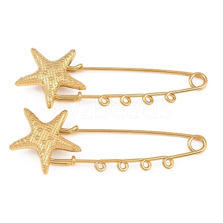 Starfish 304 Stainless Steel Safety Pins Brooch Findings SA-CBA098D-16B-G04-1