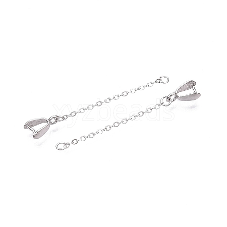 Anti-Tarnish Rhodium Plated 925 Sterling Silver Snap on Bails Chain Extenders STER-N016-19P-1