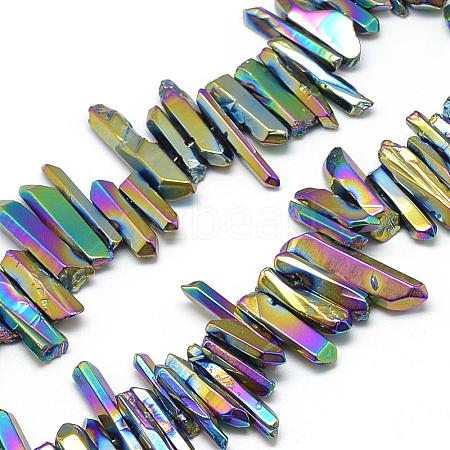Plated Natural Quartz Crystal Beads Strands G-R435-09C-1