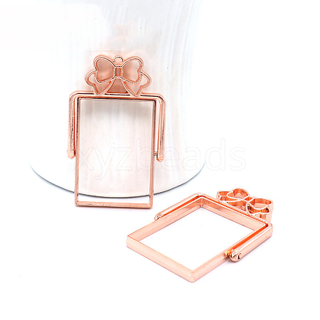 Zinc Alloy Open Back Bezel Pendants(rotatable) PALLOY-WH0076-84RG-RS-1