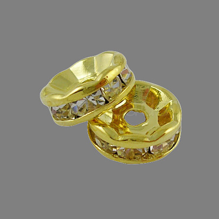 Brass Rhinestone Spacer Beads X-RB-A014-Z10mm-01G-1