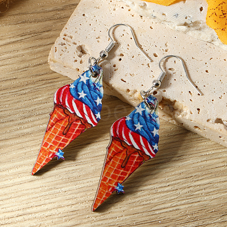 American Independence Day Ice Cream Wood Dangle Earrings YF8853-2-1