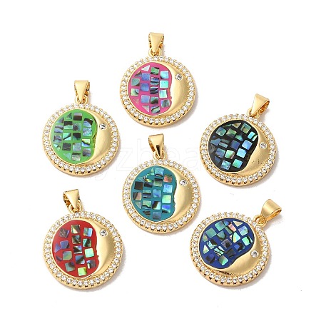 Rack Plating Brass Micro Pave Cubic Zirconia Pendants KK-K385-62G-1