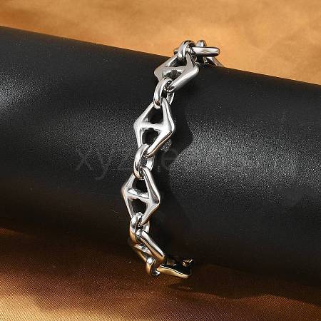 304 Stainless Steel Rhombus Link Chains Bracelets for Men & Women BJEW-D042-29P-1