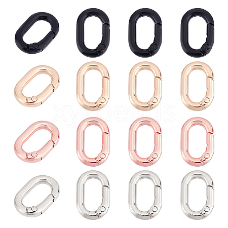 SUPERFINDINGS 16Pcs 4 Colors Alloy Spring Gate Rings FIND-PH0009-48-1