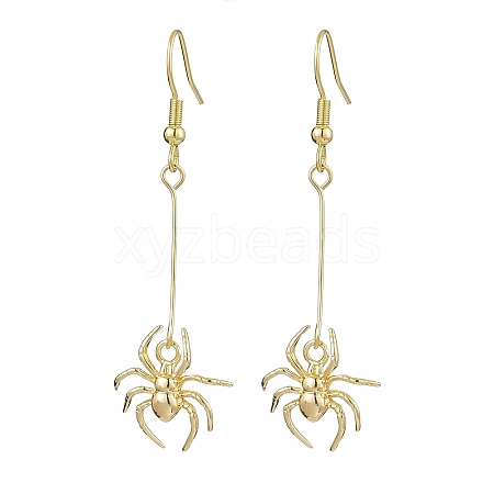 Halloween Spider Brass Dangle Earrings EJEW-JE05859-1