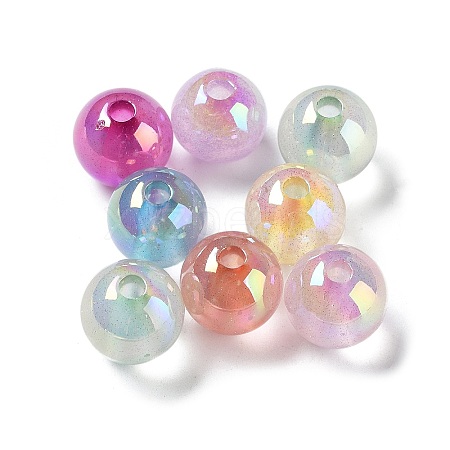 UV Plated Transparent Acrylic Beads X-OACR-Z013-10-1