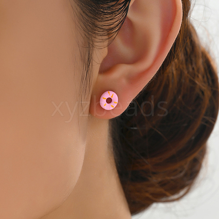 Simple and Stylish Donut Brass Stud Earrings YC2407-1