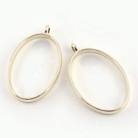Rack Plating Alloy Oval Open Back Bezel Pendants LS-PALLOY-S047-26E-FF-1
