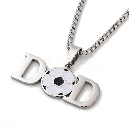 202 Stainless Steel Enamel Box Chain Sport Ball Pendant Necklaces for Men NJEW-K380-01A-01-1