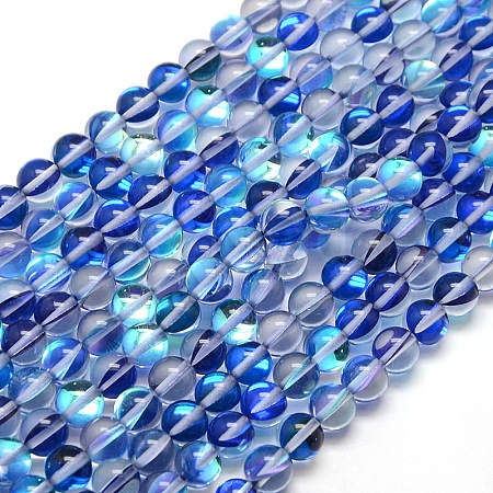 Synthetic Moonstone Beads Strands G-F143-6mm-06-1