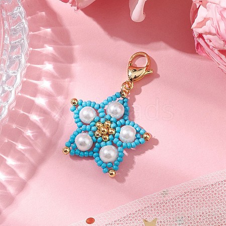 Glass Seed Beads Pendant Decorations HJEW-MZ00170-01-1