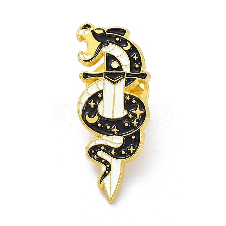 Snake and Dagger Alloy Enamel Brooches ENAM-C001-01G-1