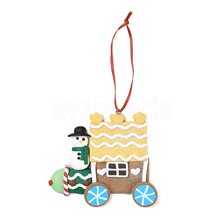 Christmas Car Handmade Polymer Clay Pendant Decorations HJEW-P017-03F-1