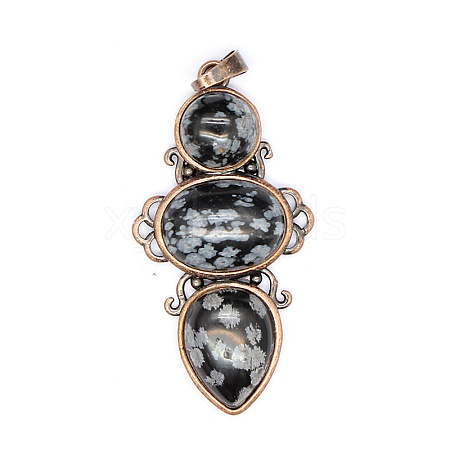 Retro Natural Snowflake Obsidian Pendants PW-WG7292F-05-1