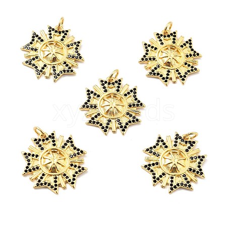 Brass Micro Pave Cubic Zirconia Pendants KK-E015-21G-1