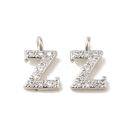 Initial Letter Brass Micro Pave Cubic Zirconia Pendants ZIRC-F008-Z-1