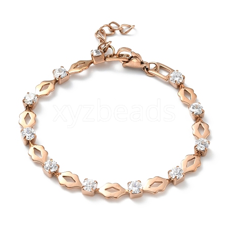 Crystal Cubic Zirconia Tennis Bracelet BJEW-E108-04RG-1
