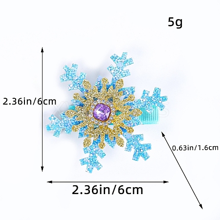 Christmas Glitter Snowflake Cloth Rhinestone Alligator Hair Clips PW-WG32DA6-04-1