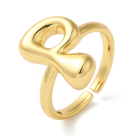 Initials Brass Open Cuff Ring for Women RJEW-N046-02P-G-1