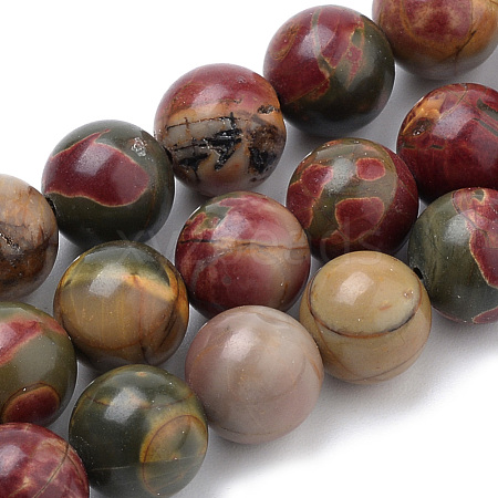 Natural Polychrome Jasper/Picasso Stone/Picasso Jasper Beads Strands X-G-S259-23-8mm-1