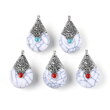 Tibetan Style Resin Pendants RESI-T022-16J-1