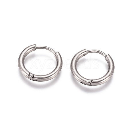 Tarnish Resistant 304 Stainless Steel Huggie Hoop Earrings EJEW-G272-02-10mm-P-1