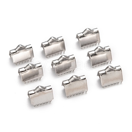 Tarnish Resistant 304 Stainless Steel Ribbon Crimp Ends STAS-E103-08C-1