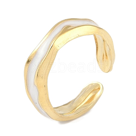 Ion Plating(IP) 304 Stainless Steel Enamel Cuff Finger Rings RJEW-L107-052G-01-1