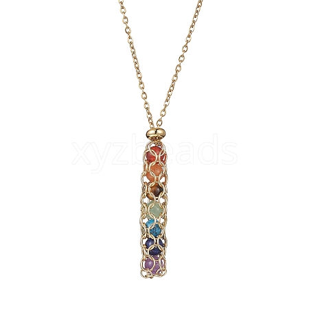Natural Mixed Gemstone Chakra Theme Necklace NJEW-JN04576-02-1