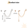 ANATTASOUL 4 Sets 2 Color Alloy Star Asymmetrical Earrings with Sterling Silver Pins EJEW-AN0001-02-2